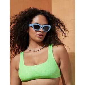 AERIE Lace Scoop Bikini Lime Green Medium M